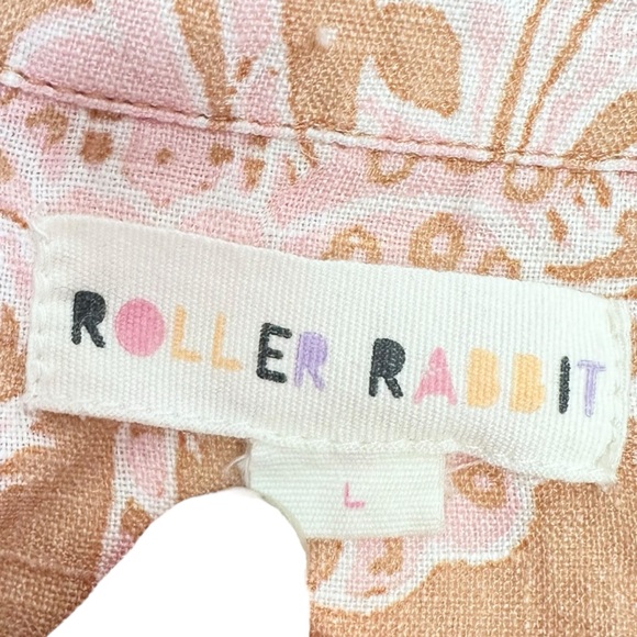 ROLLER RABBIT Amanda Print Tan & Pink Floral Linen 2 Piece Loungewear EUC $148 L - Picture 8 of 14